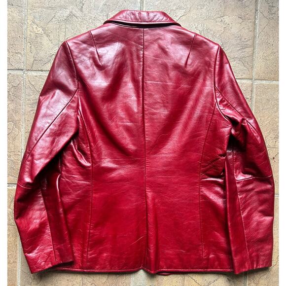 Vintage GAP Red Leather Blazer Womens Jacket 100% Genuine Leather Small - Picture 5 of 5